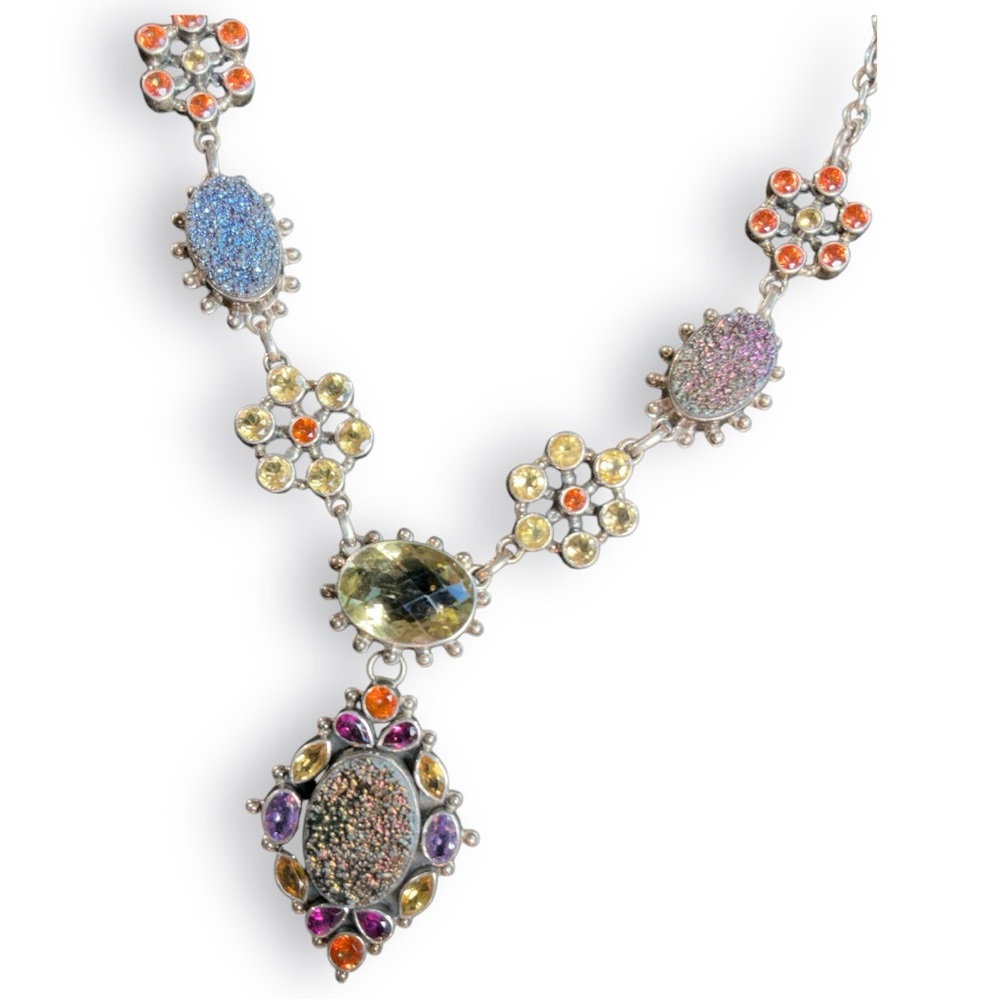 Nicky Butler SET sterling 925 w genuine stones earrings & necklace druzy vintage